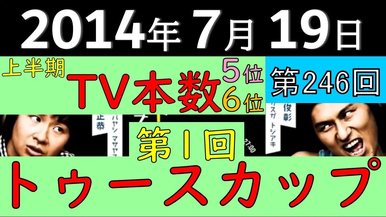 2014年7月19日〈第246回〉～上半期TV本数ランキング上位のオードリー、第1回トゥースカップ～