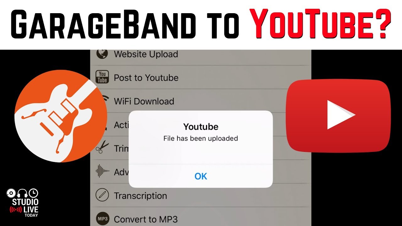 Как поделиться песней GarageBand iOS на YouTube