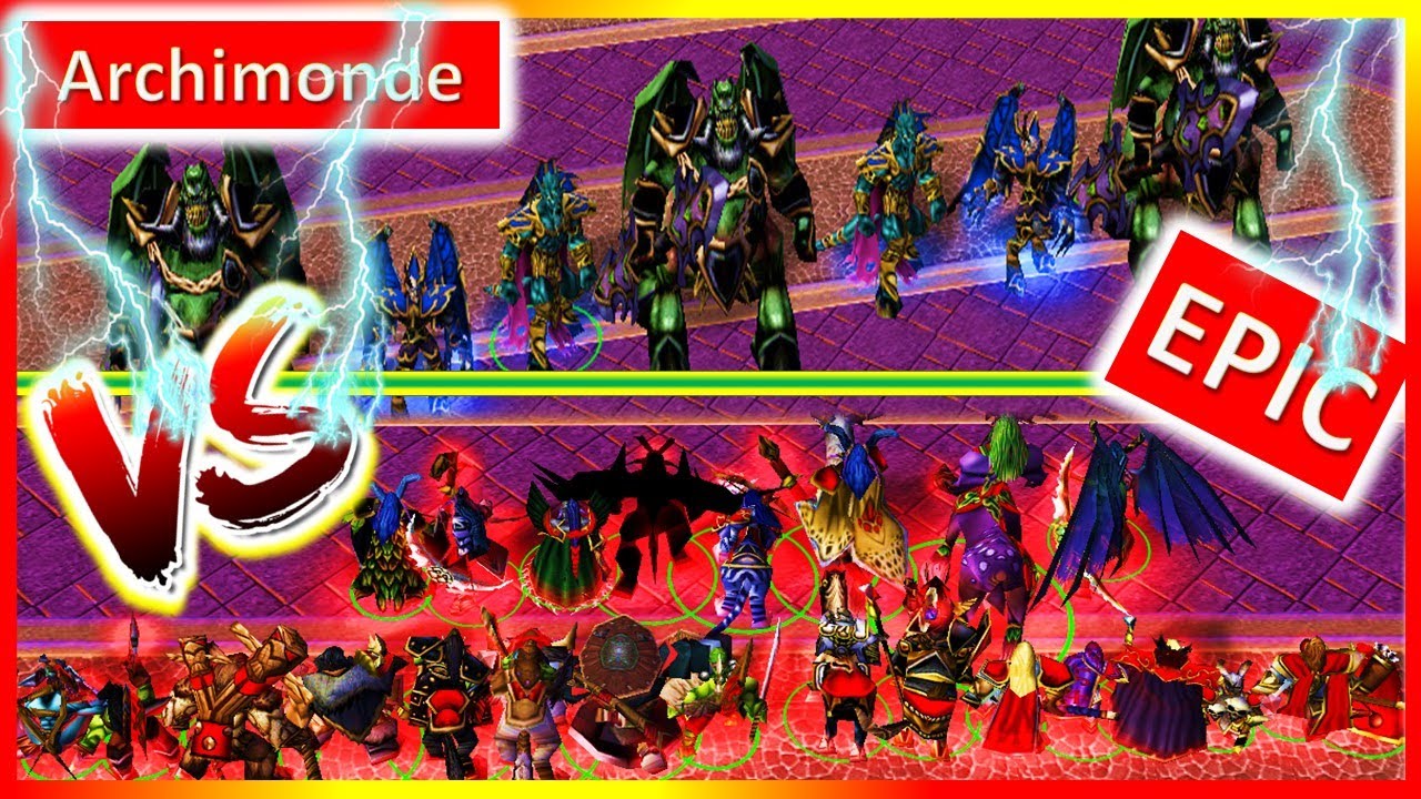 Warcraft 3 archimonde,Tichondrius,Mannoroth vs heroes humans,orcs,night elves