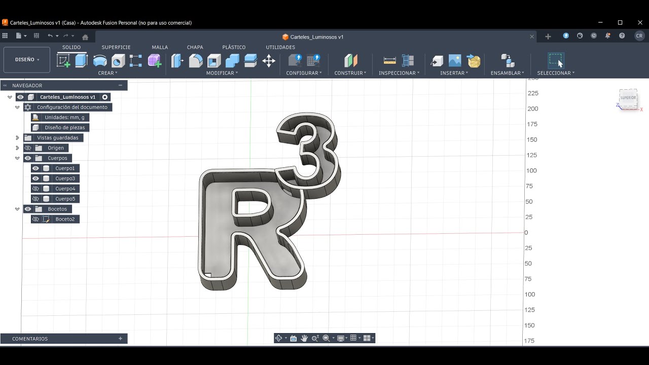 Cartel luminoso con Fusion 360