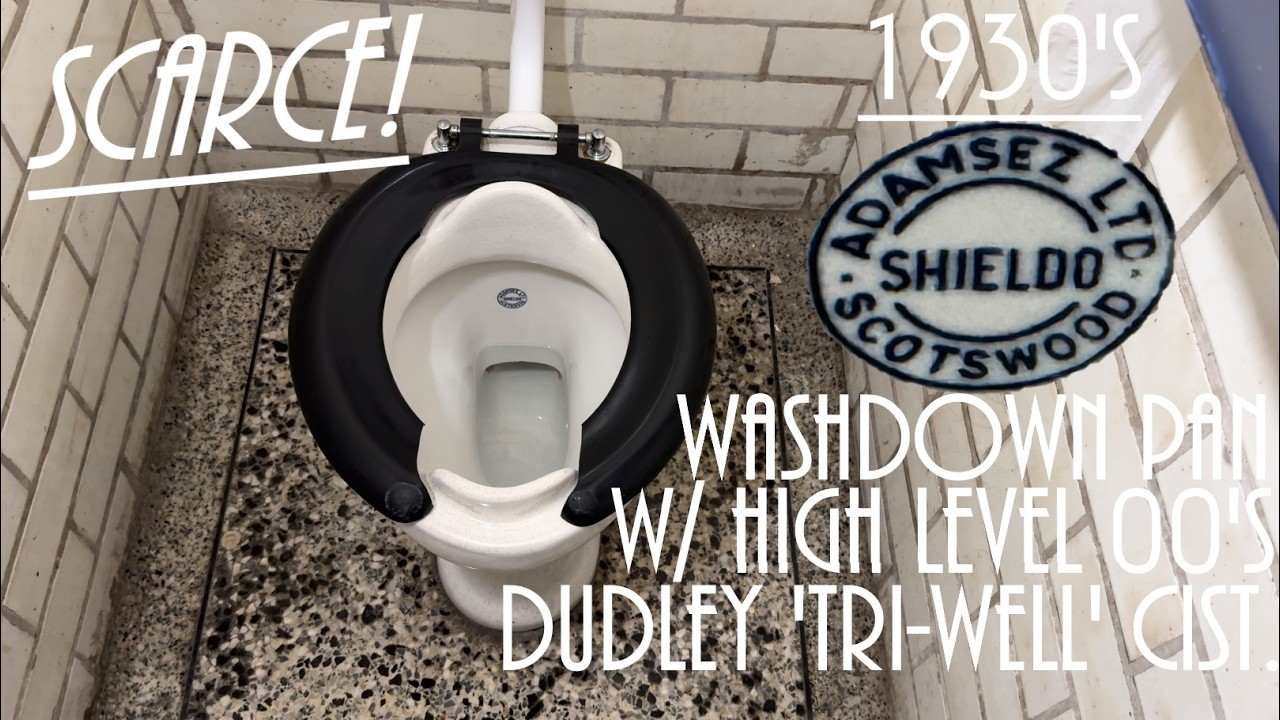 Scarce!: 1930's Adamsez 'Shieldo' Lipped Washdown Pan w/ 2000's High Level Dudley 'Tri-Well' Cistern
