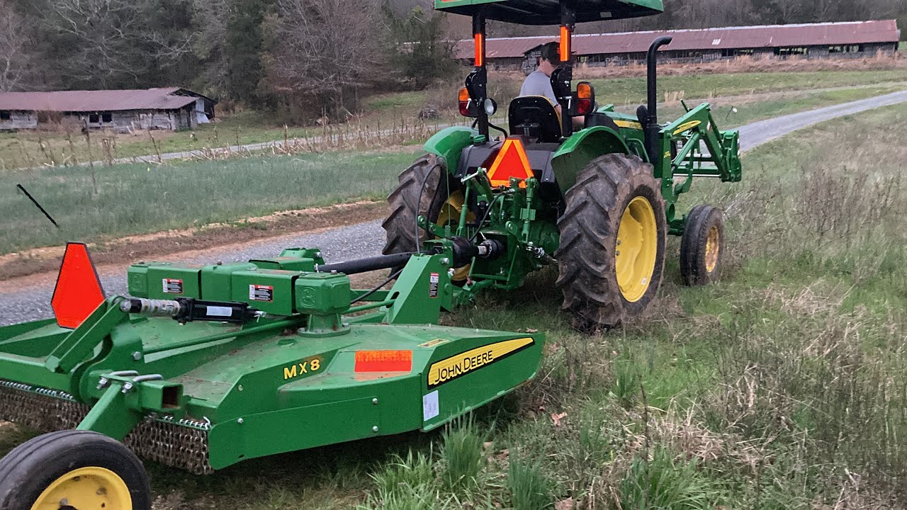 Preparing Fields for Spring Hay Cutting with the John Deere 5045E & MX8 Rotary Cutter