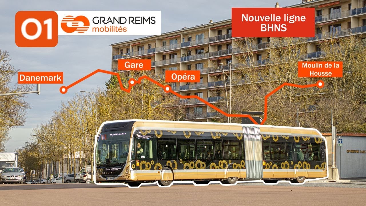 La Nouvelle Ligne BHNS de Reims - Orelys Ligne O1 - Grand Reims Mobilit&eacute;s [Spot]