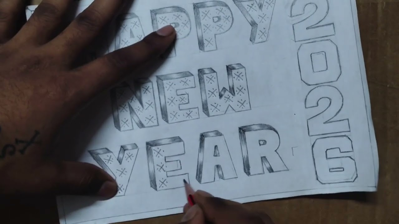 Happy New Year 2026 Ka Drawing 