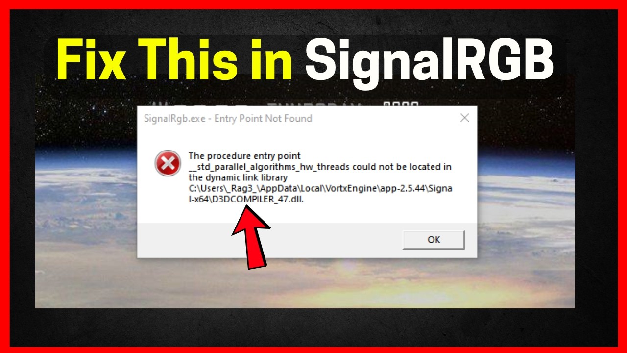 Исправление ошибки SignalRGB - Точка входа не найдена (точка входа в процедуру)