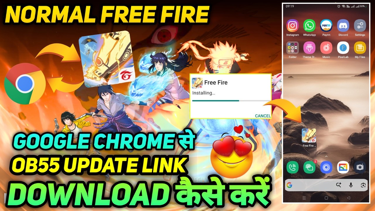 GOOGLE CHROME SE FREE FIRE OB55 UPDATE KO DOWNLOAD KAISE KAREN HOW TO UPDATE NEW VERSION APK FF APP