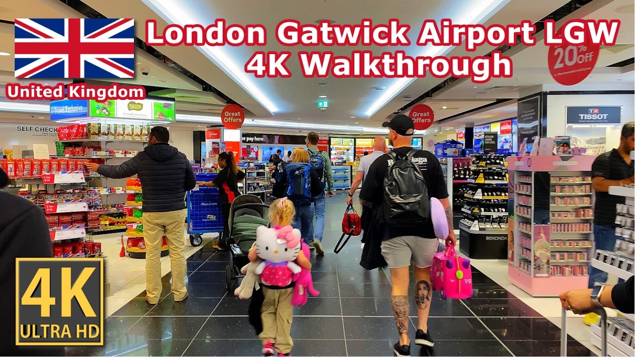 London Gatwick Airport Walkthrough 4K ✈️🇬🇧 LGW Walk with North Terminal, South Terminal