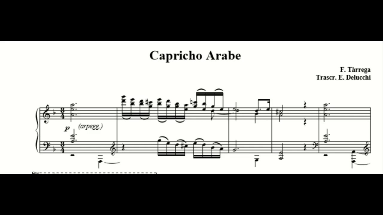 Francisco Tárrega, Capricho árabe (Delucchi), Piano Sheet Music