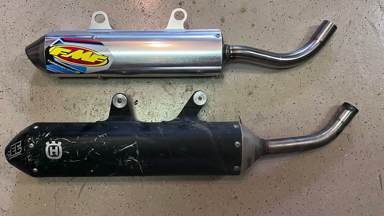 Husqvarna Stock Silencer vs FMF Turbine Core 2 sound test