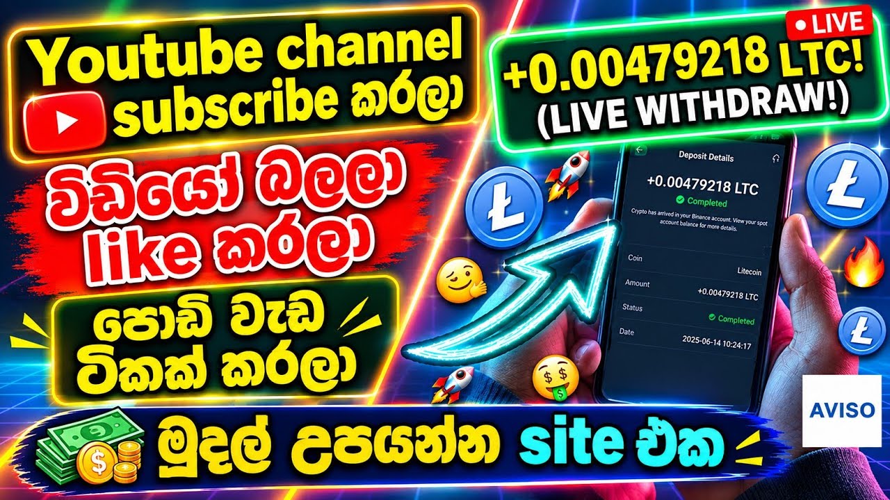 YouTube Videos බලලා Like කරලා මුදල් උපයන්න පුළුවන් Site එකක්? 💰 LTC Withdrawal Proof
