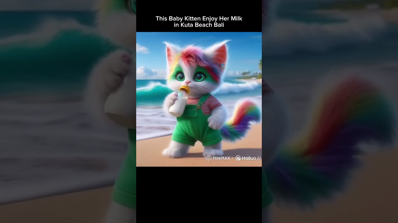 This Baby Kitten Enjoy Her Milk in Kuta Beach Bali #cutecat #cute #cats #kitten #funny #cat #usa