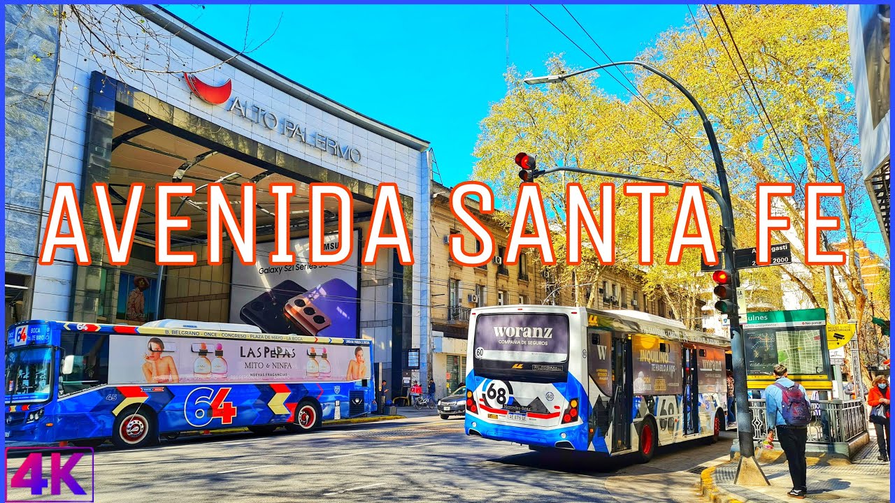 【4K】WALK BUENOS AIRES, Avenida Santa Fe | (ARGENTINA - Recoleta, Palermo).