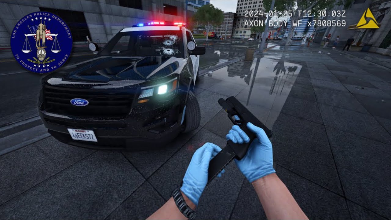 [NO COMMENTARY] 4K GTA V LSPDFR - LAPD SHOTS FIRED, BOMB ATTACK & FELONY STOP!