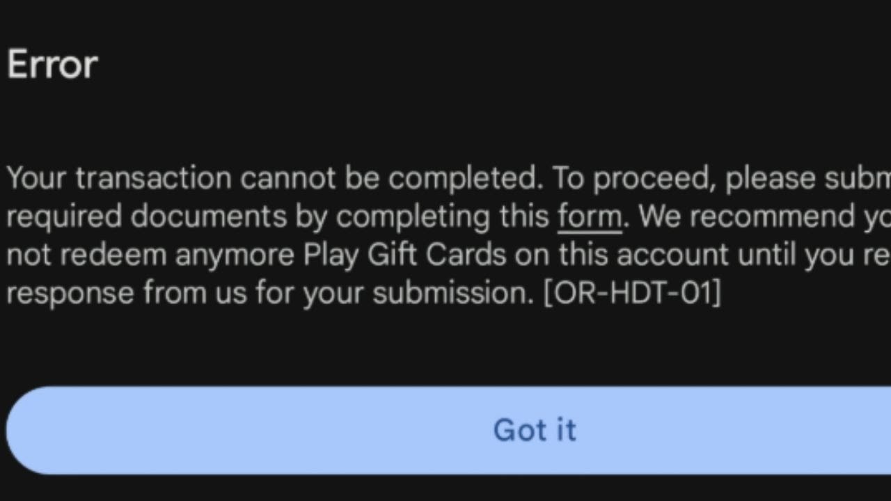 How To Fix Google Play Error Code OR-HDT-01?