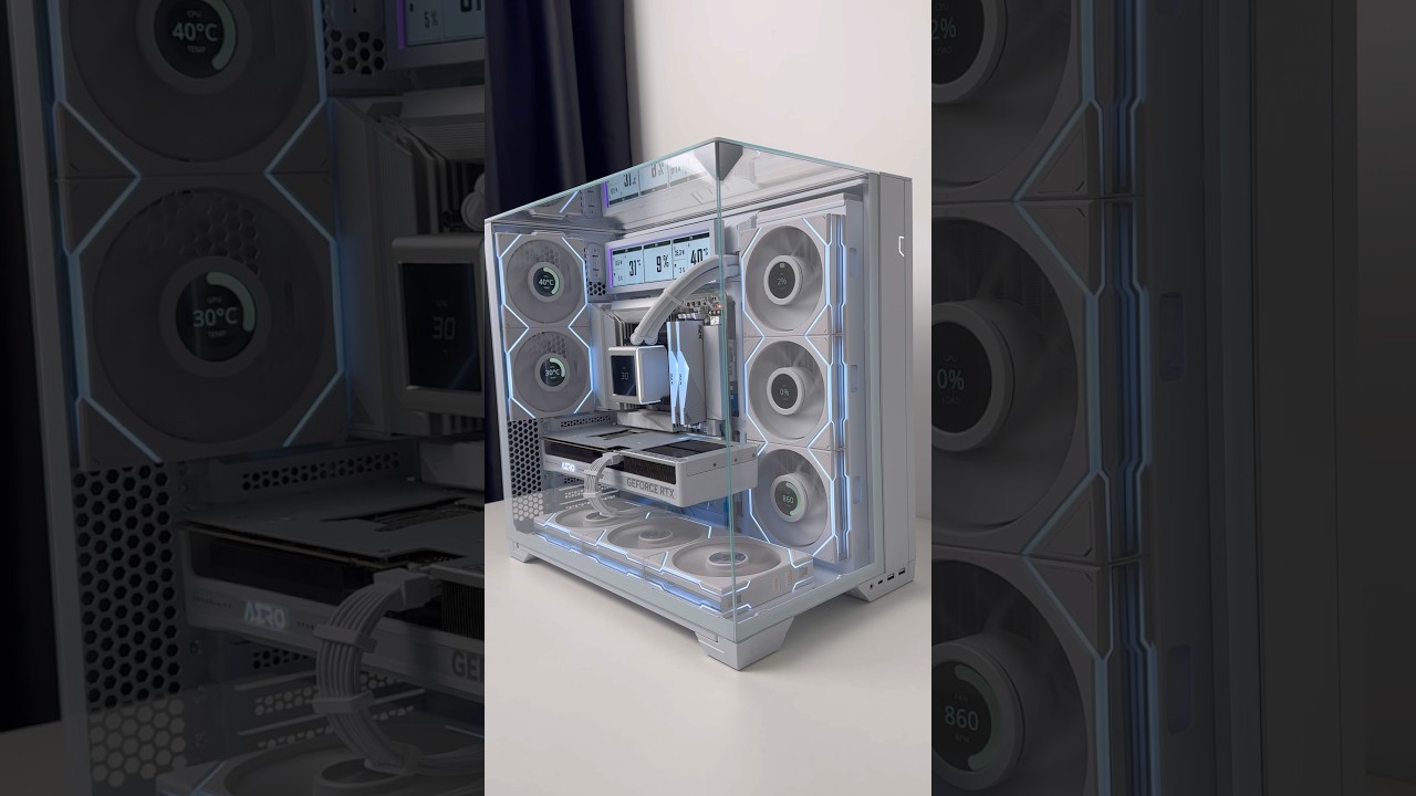 Lian Li 8.8 Universal Screen / White build 9800x3d+5080 #pcbuild #gamingpc #lianli