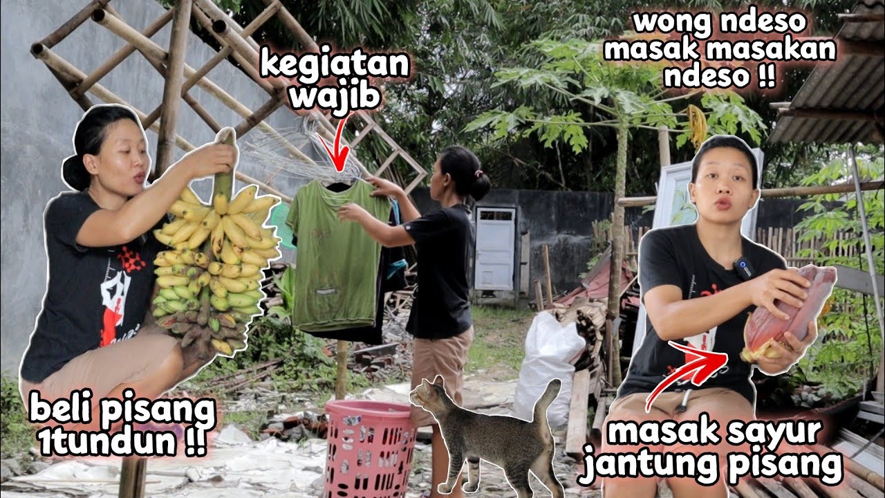Masakan ndeso - sayur jantung pisang ikan lunjar goreng