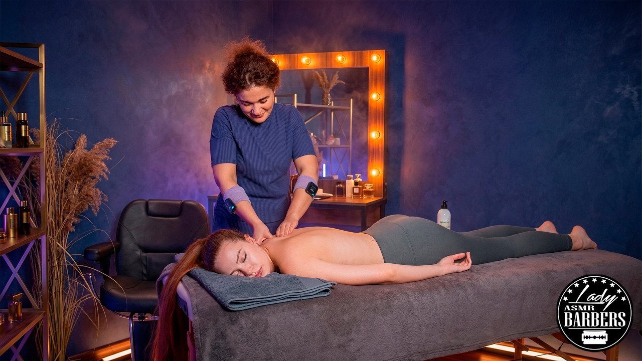 Serene ASMR Front Massage Experience with Barber Lady Elle & Sandra