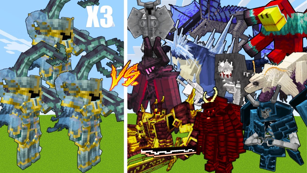 Scylla X3 VS 10 Strong Bosses / Minecraft Mob Battle