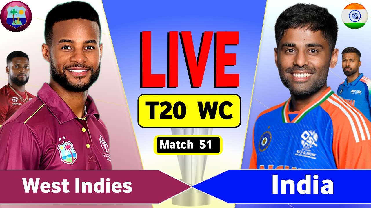 IND vs WI Live Match Today: 51st T20 World Cup 2026 | India vs West Indies Live Cricket Score