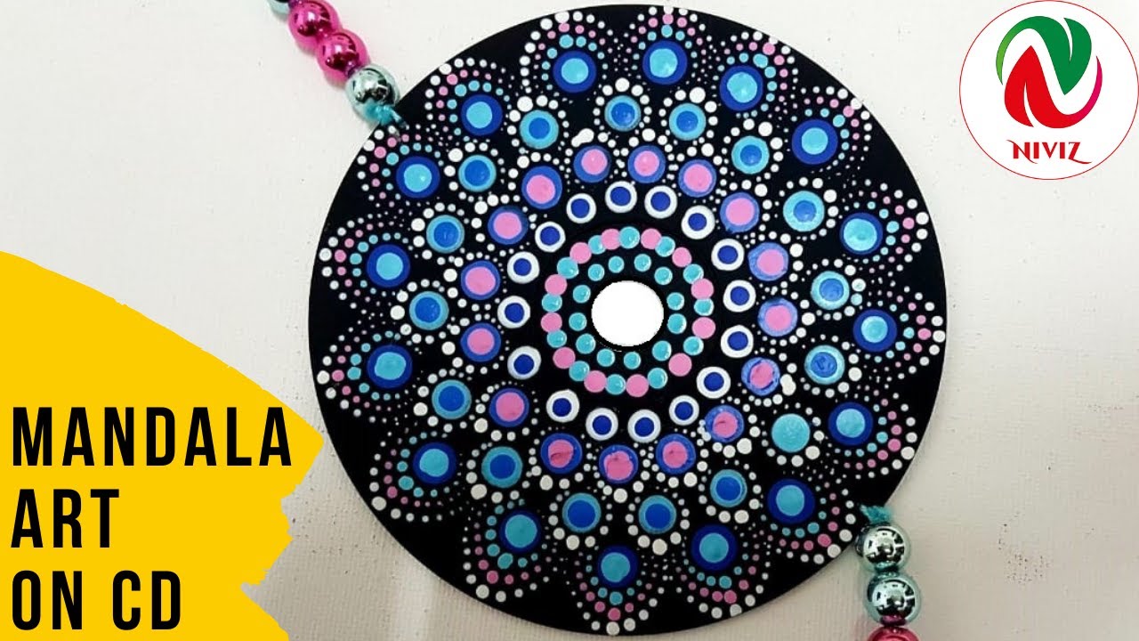 CD Painting Ideas | Painting CDs | Mandala art on CD Painting l Easy CD Craft idea |  Niviz Ep 70