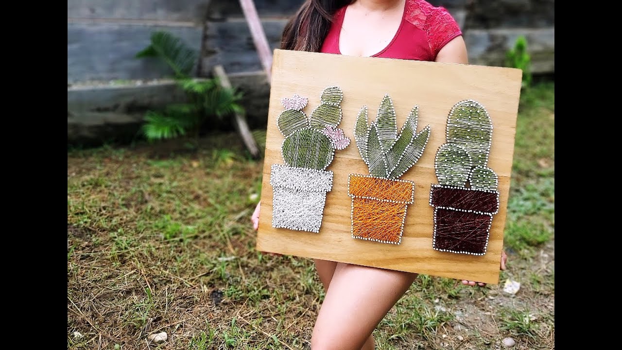 HERMOSO TRÍO DE CACTUS - STRING ART