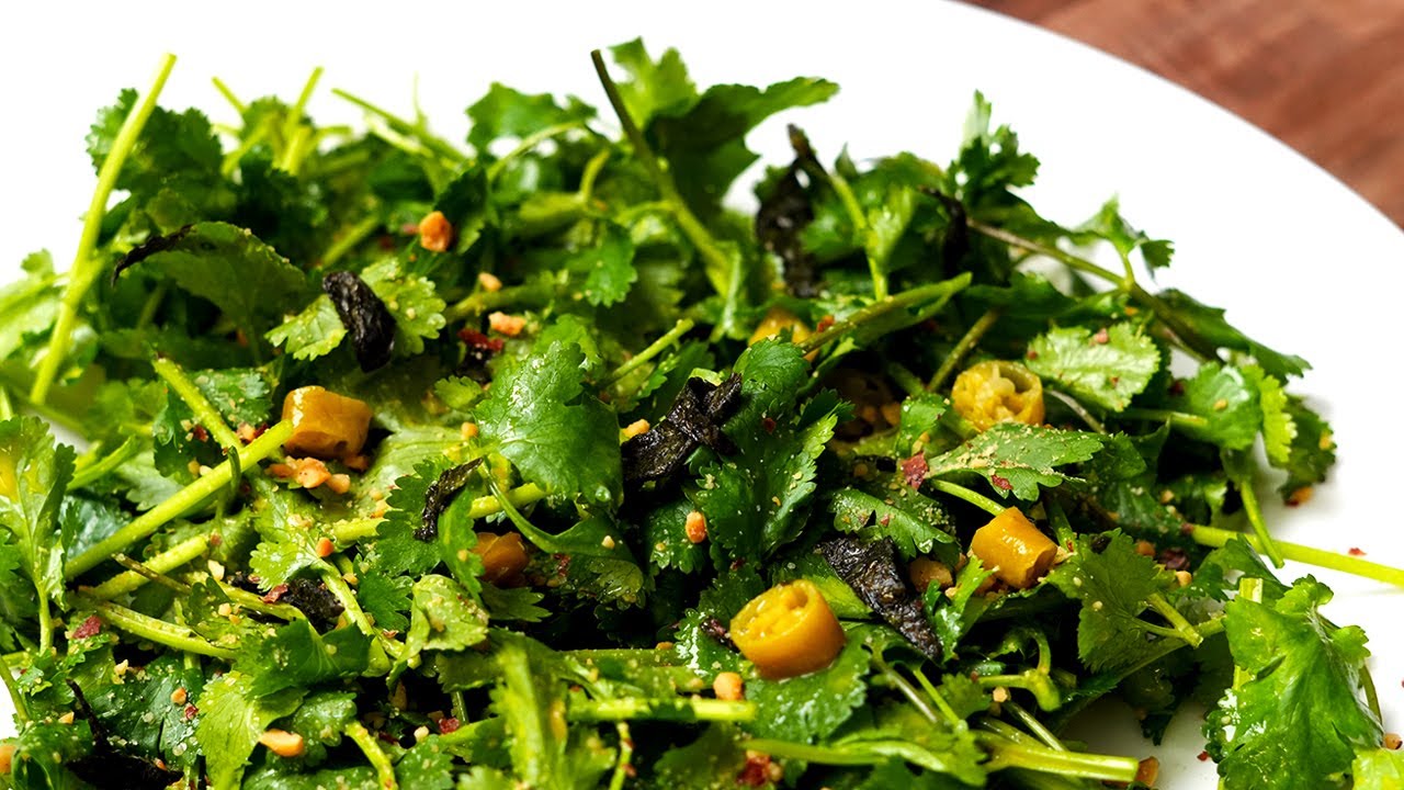 Coriander Salad – With Dijon Dressing, Toasted Seaweed & Peanuts