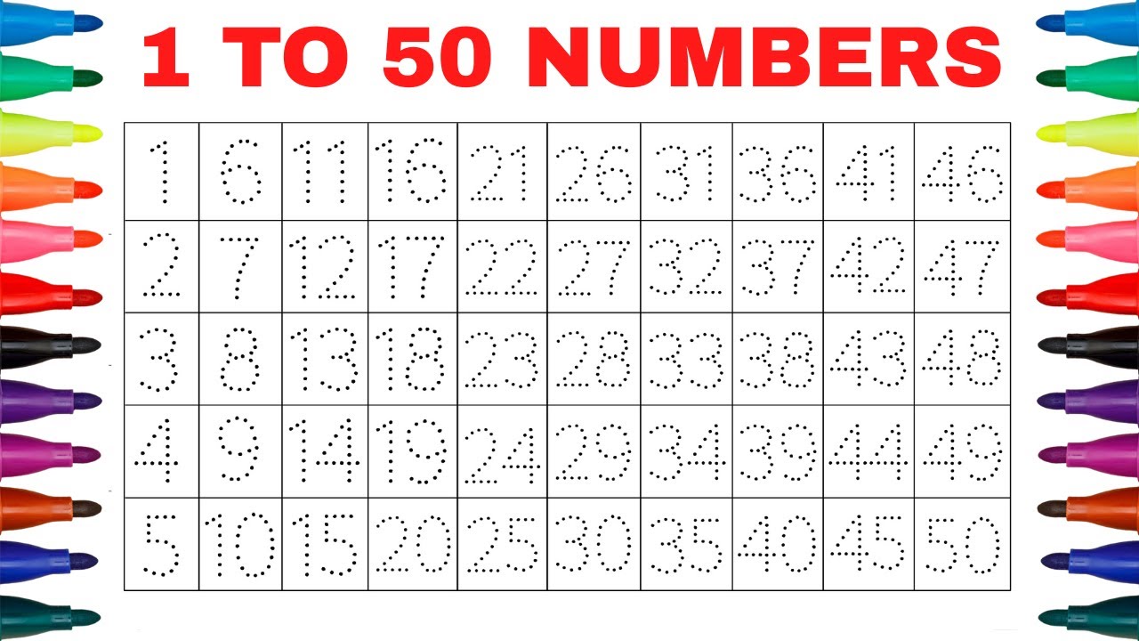 1 to 50 Numbers Tracing and Learning for Kids | 1 से 50 नंबर ट्रेसिंग | Preschool & Toddlers