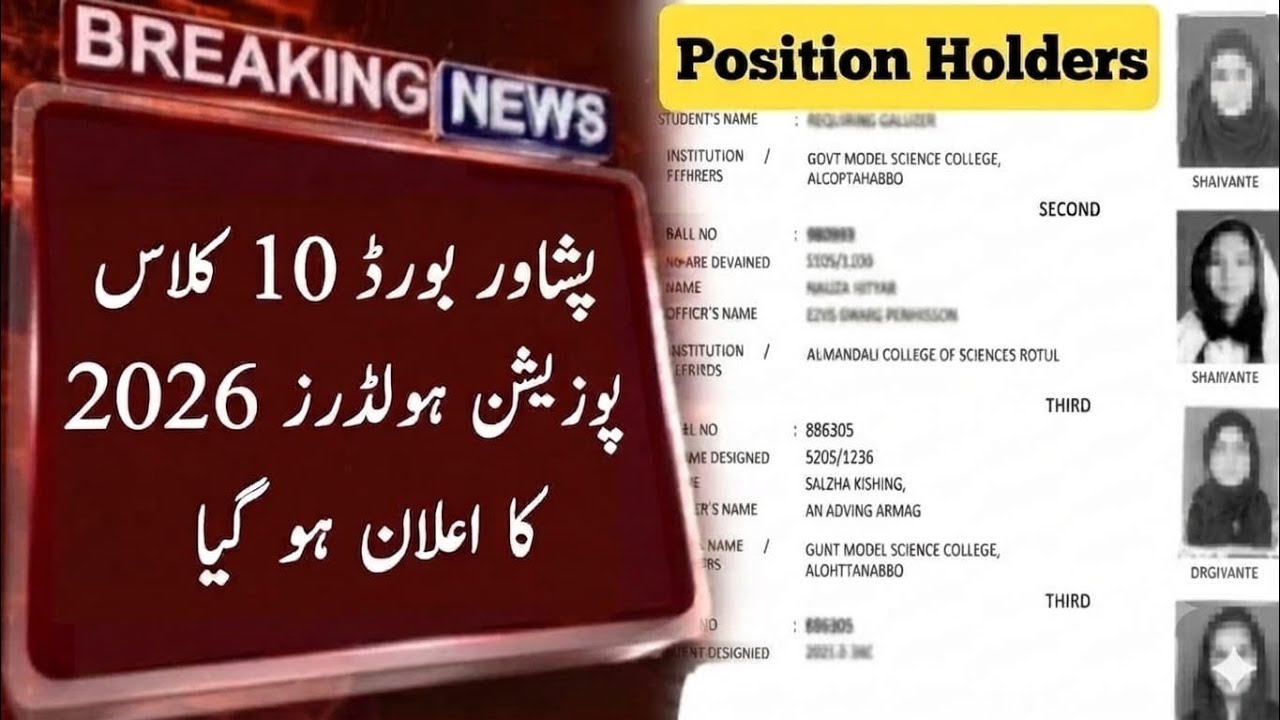 Peshawar Board Matric Result Position holders 2026 9th 10th class result position holders SSC result