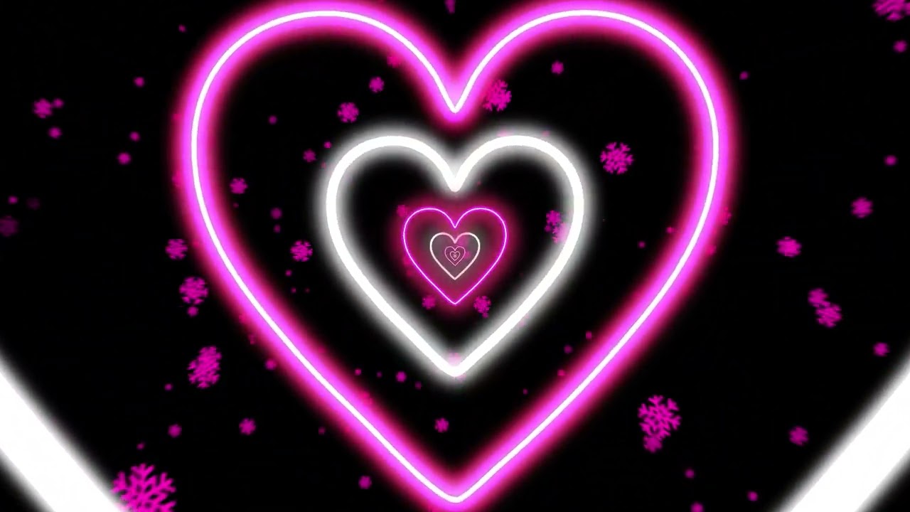 Pink Winter Heart Light | Neon Tunnel Motion Graphics Loop