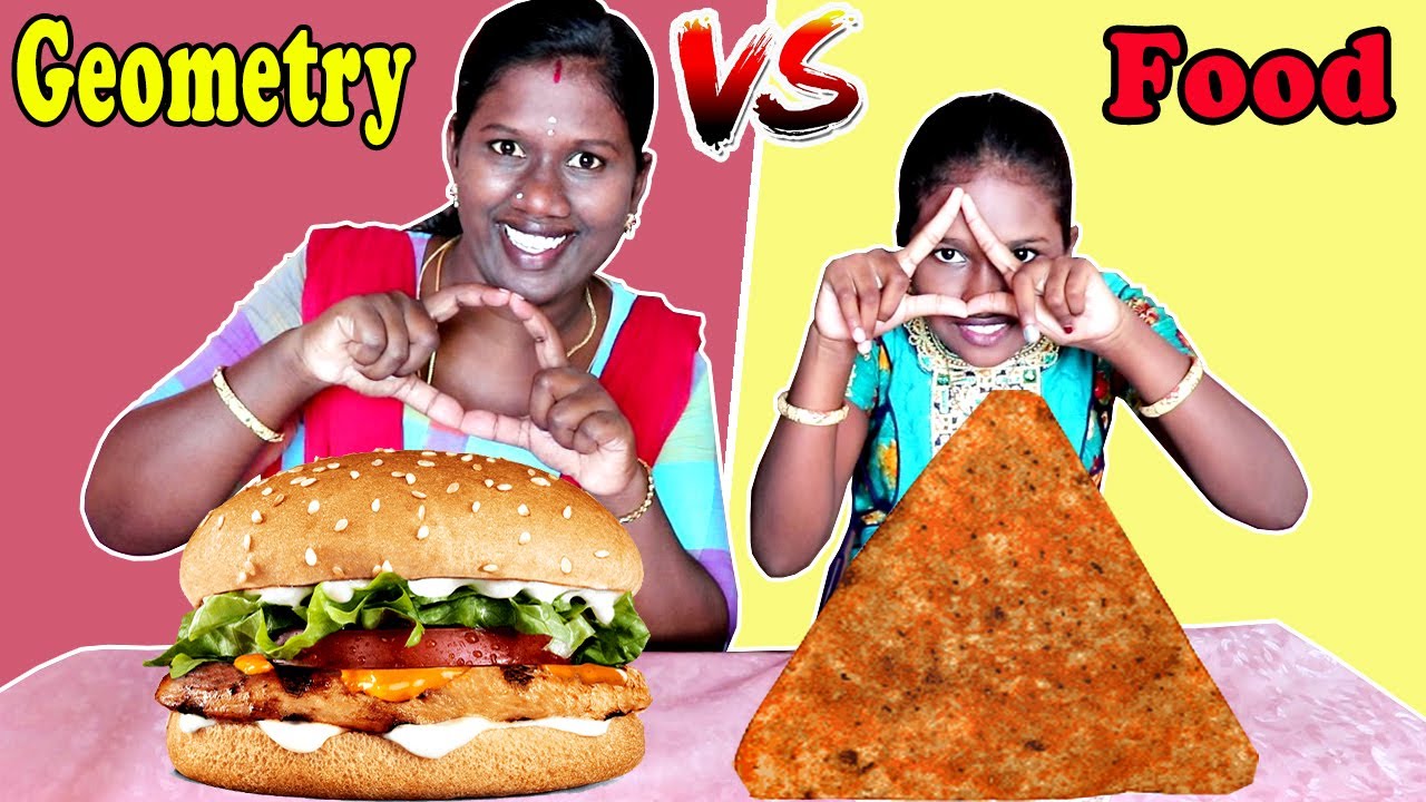 GEOMETRIC SHAPES FOOD CHALLENGE /TRIANGLE vs CRICLE FOOD CHALLENGE IN TAMIL FOODIES DIVYA VS ANUSHYA