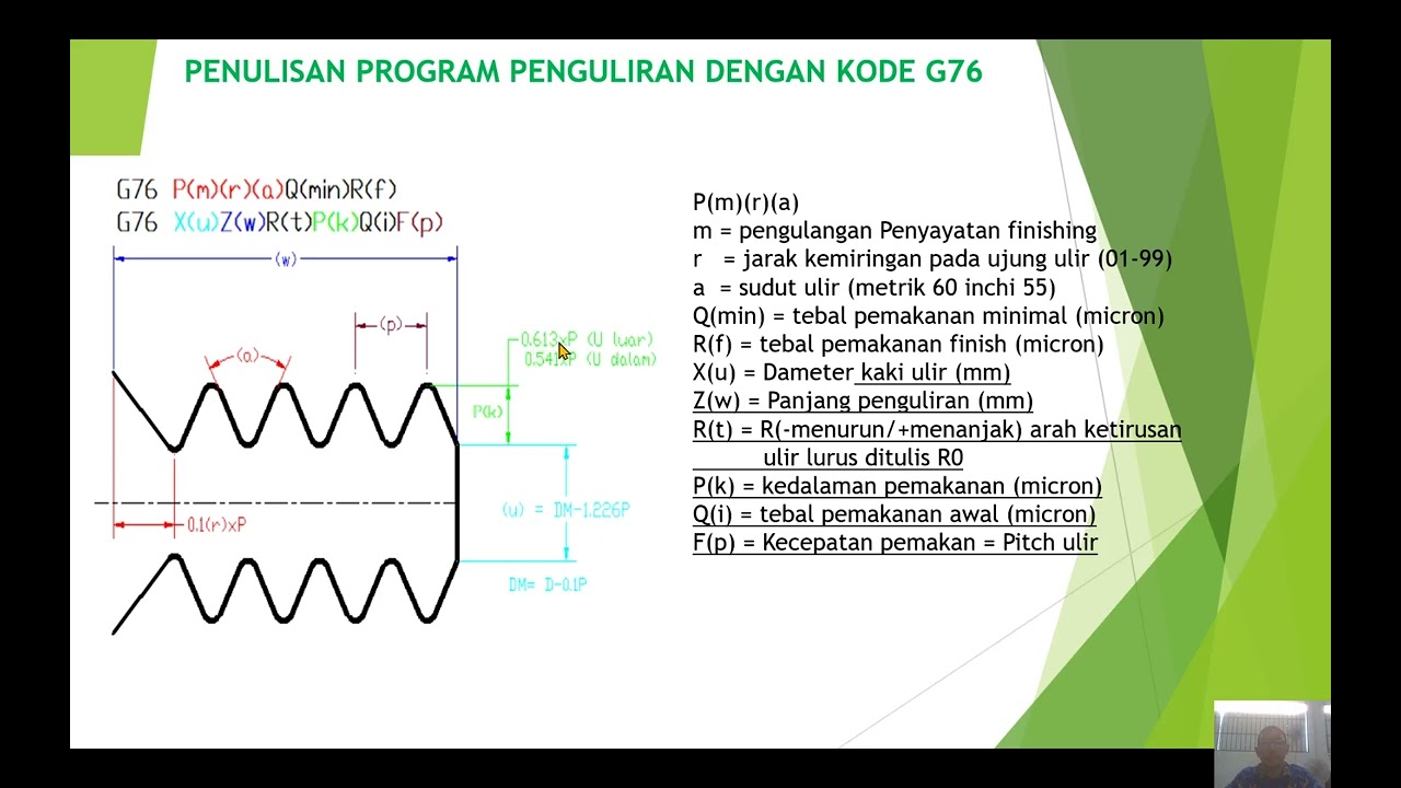 MEMBUAT PROGRAM ULIR PADA MESIN CNC BUBUT DENGAN KODE G76