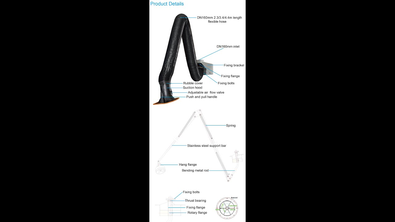 Suction arm installation for welding fume extractor dust collector Shanghai Kaisen