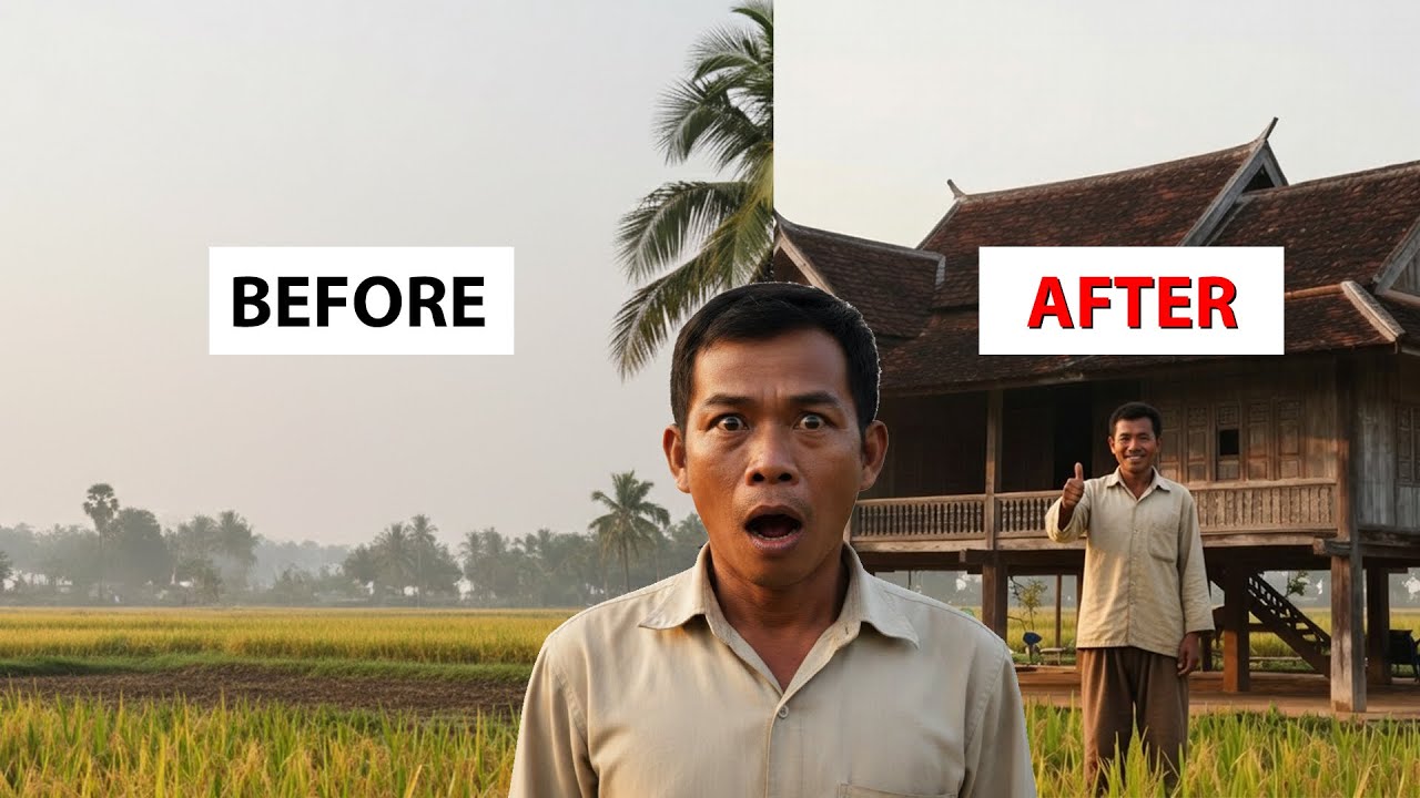 Cambodian Village House Tour | Simple Living in the Countryside 😊🍓 #viral #viralvideo #timelapse 