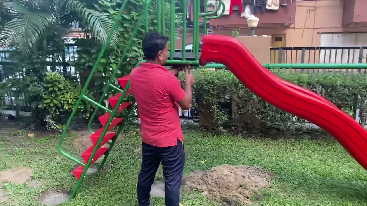 Outdoor Park Equipment Slide Installation