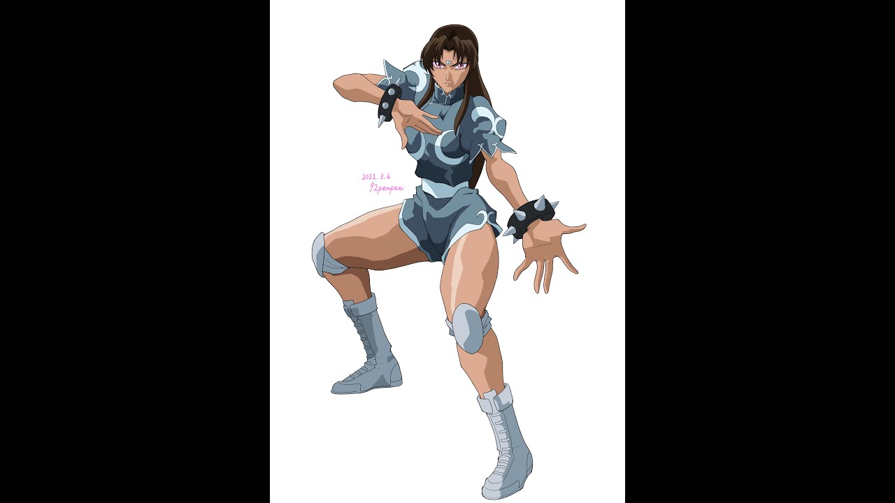 【イラストメイキング】アニメ「ストリートファイターⅡ Ⅴ」の「春麗（構えポーズver.）」を描いてみた！