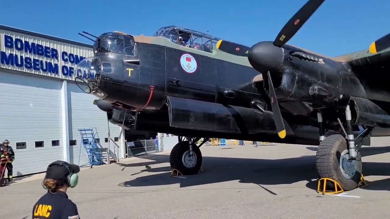 Avro Lancaster Bomber Engine Run: 4 Rolls Royce Merlin Engines