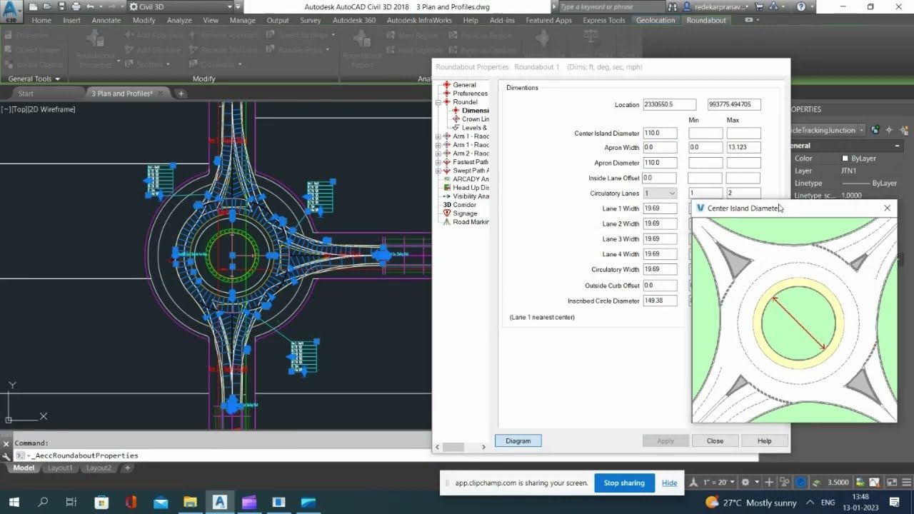 CIVIL 3D INTERSECTION, ROUNDABOUT AND SURFACES