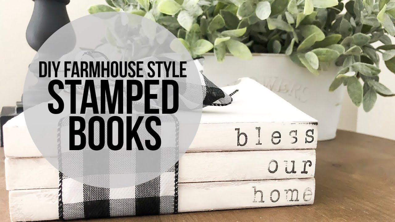 DIY Farmhouse Style Stamped Books