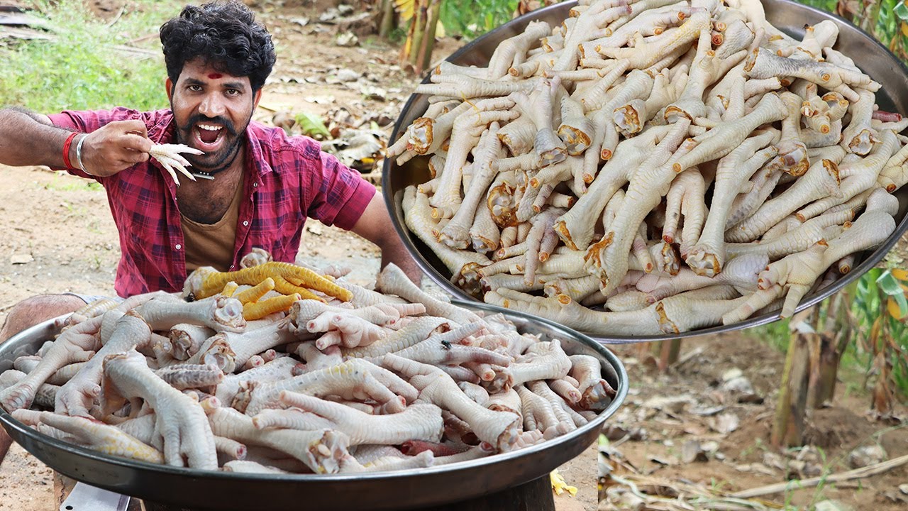 CHICKEN Feet GRAVY Prepared VILLAGE MAN AND VILLAGE STYLE COOKING & EATING