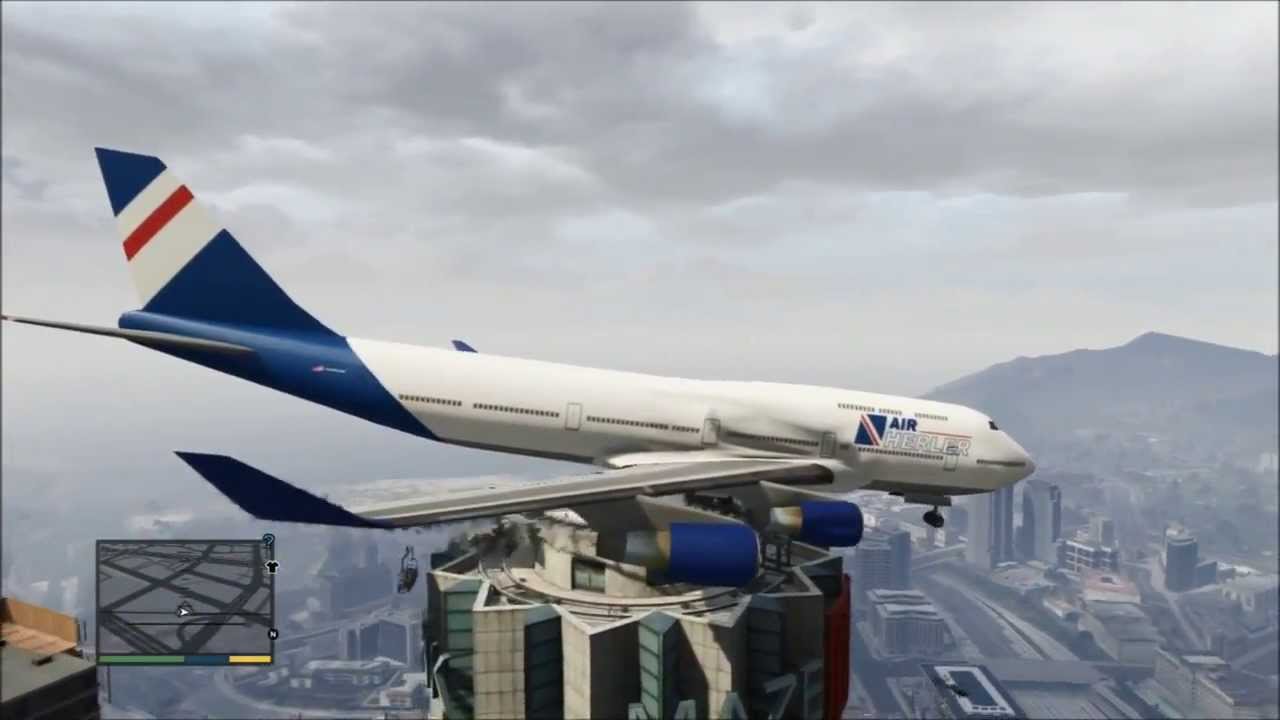 AMAZING GTA 5 STUNT: Landing 747 Jumbo Jet on MAZE BANK INSANE! (EPIC GTA 5 Stunts)