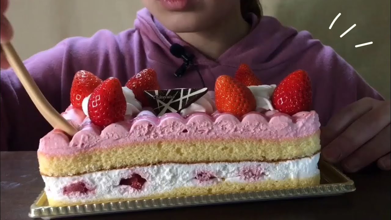 【咀嚼音】苺ケーキを食べた🍓シャトレーゼ 【ASMR】【食べる】