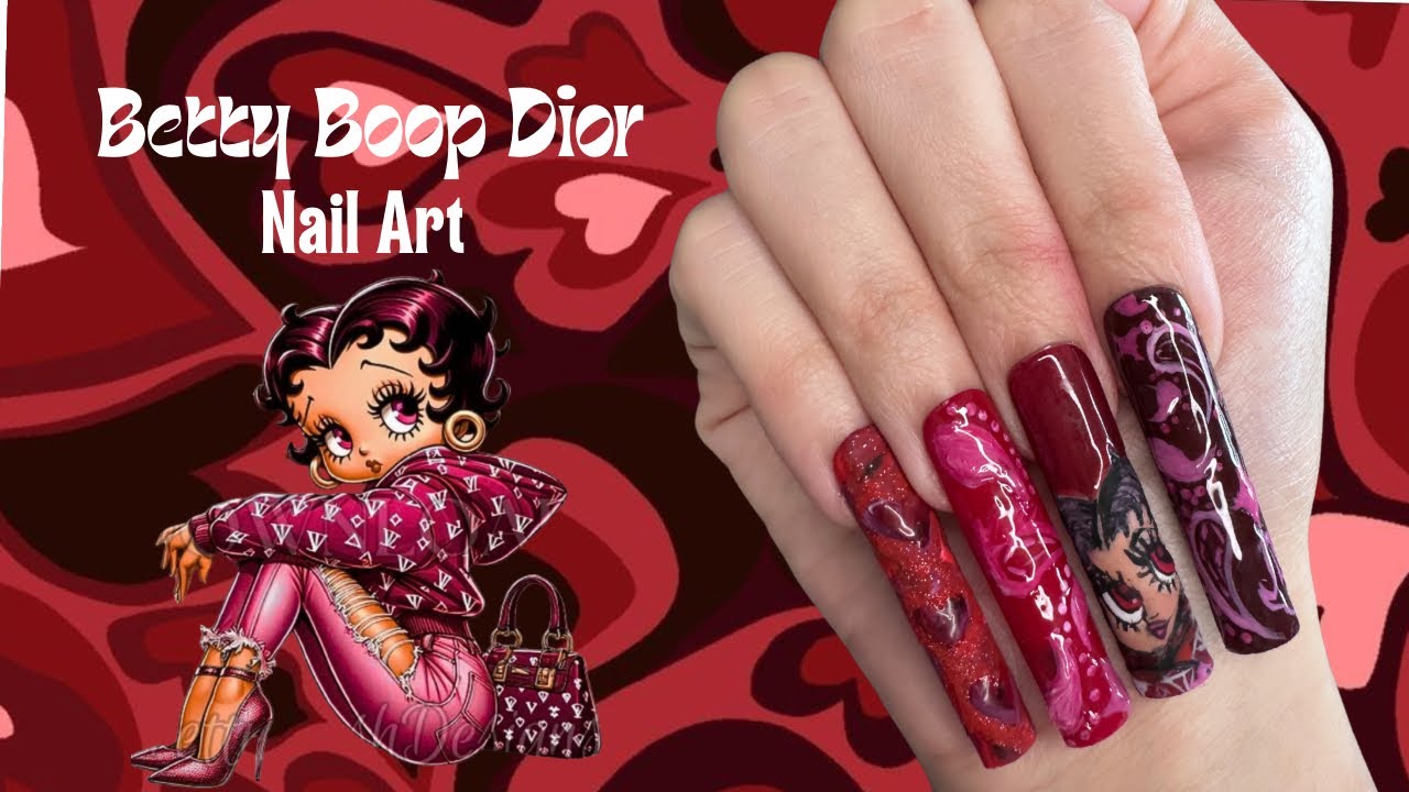Betty Boop Dior Nail Art | Acrylic and Polygel Friendly Design | Presson Nails 💅🏼