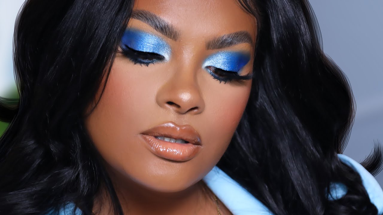 GRWM EASY SUMMERTIME BLUE EYESHADOW LOOK FOR BLACK GIRLS