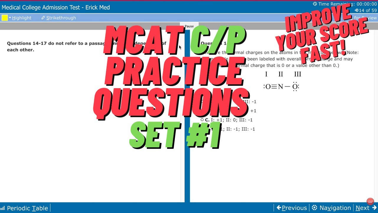 MCAT C/P DISCRETE PRACTICE QUESTIONS TIME ! LETS DO THIS !!!   (SCORE A 132 QUICKLY!) 😎😎😎