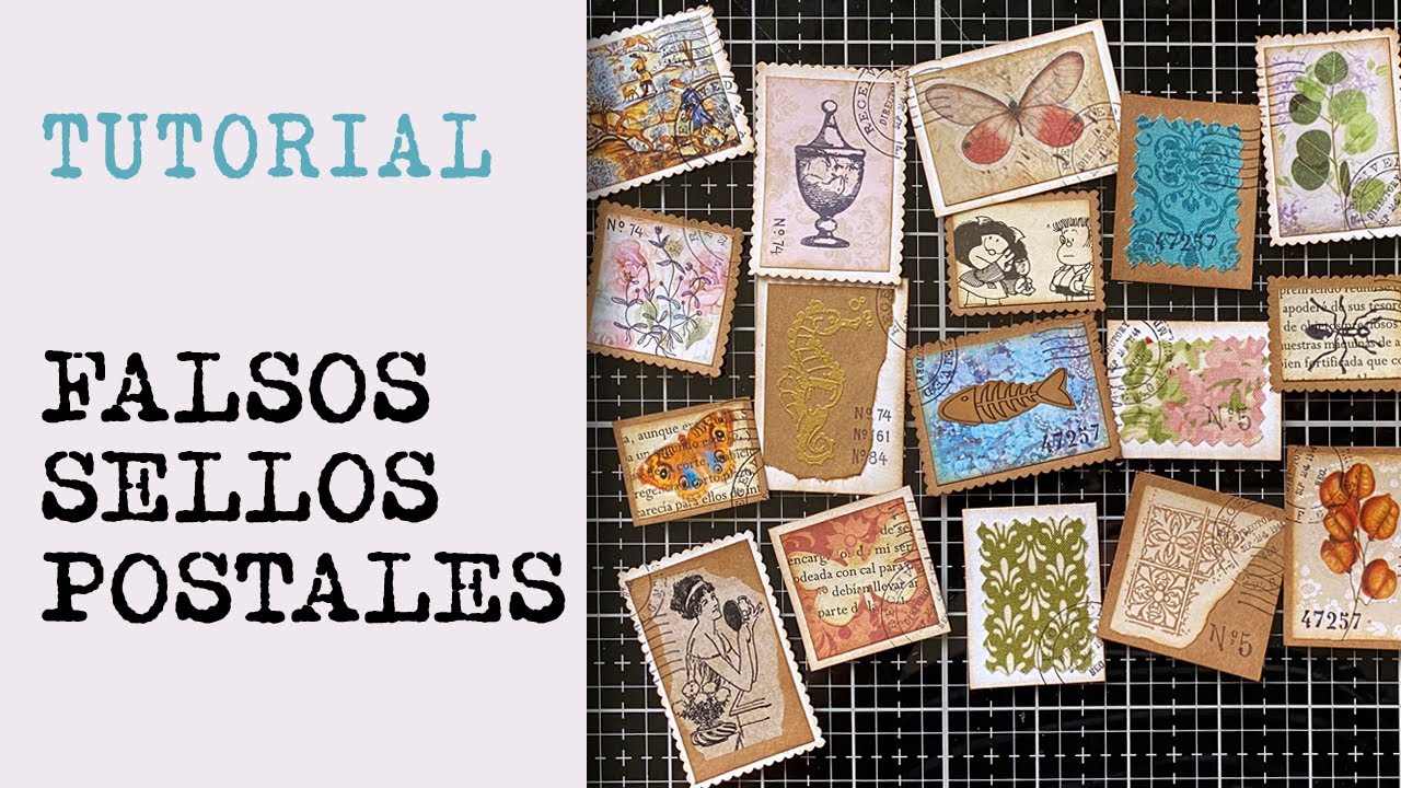 FALSOS SELLOS POSTALES aprovechando restos de papeles