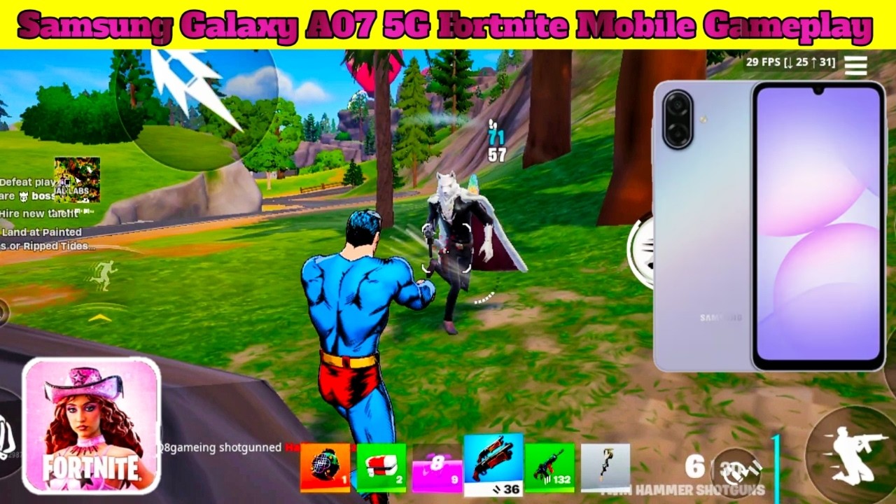 Samsung Galaxy A07 5G Fortnite Mobile Gameplay | Samsung A07 5G Fortnite Test,Fortnite Gaming Test