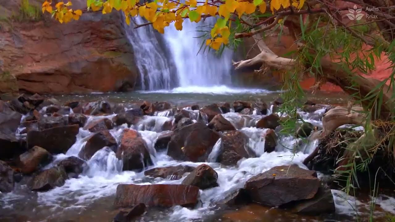 Calming Water Sounds for Sleep. Waterfall and Mountain River