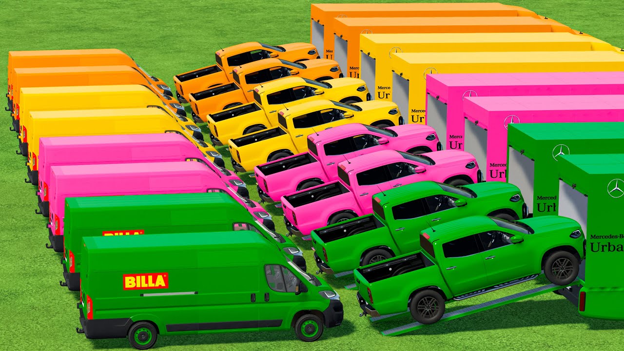 Transporting With Colors | Ambulance Car Vs Mercedes Pickup Car In Fs22 | Farming Simulator 22 