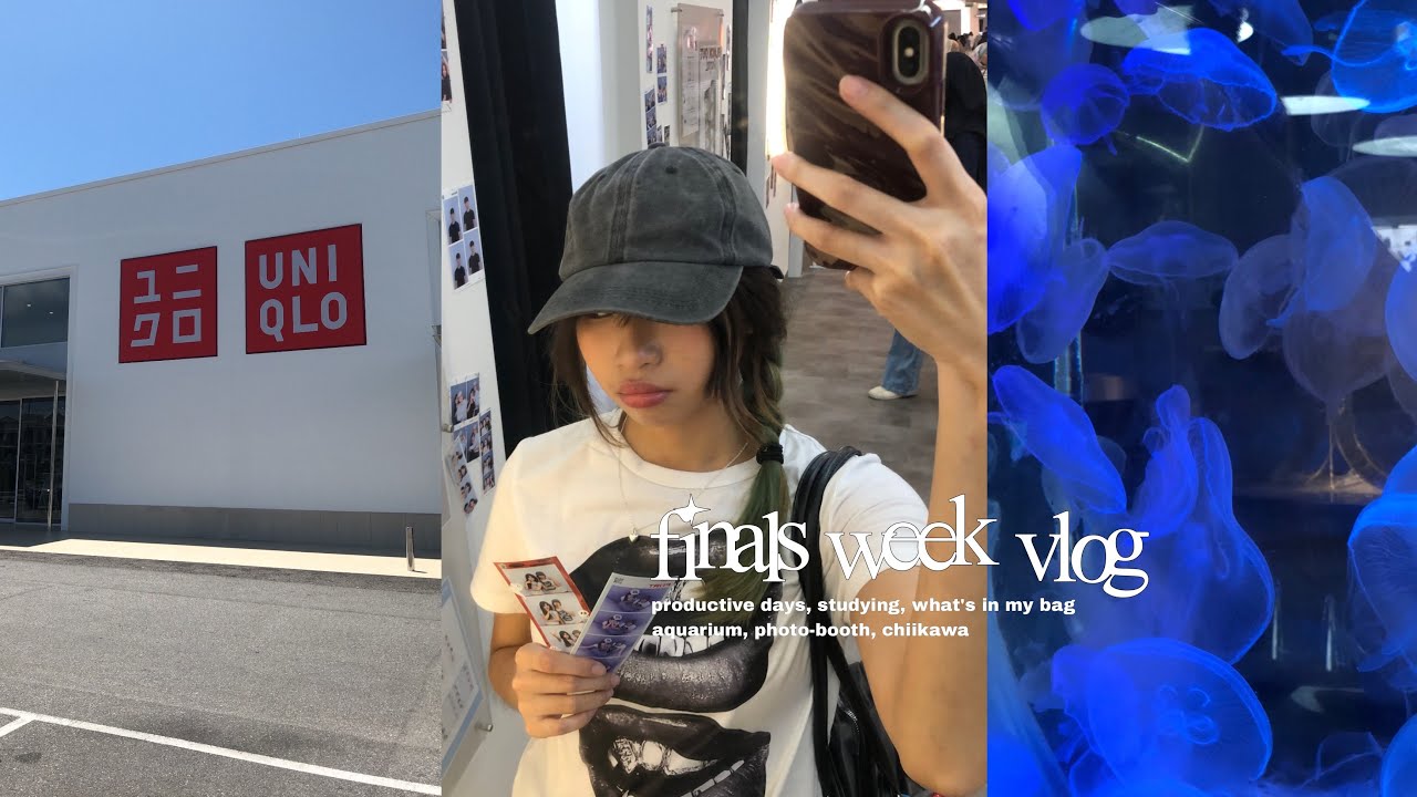 FINALS WEEK VLOG 📝: productive days, studying, what's in my bag, aquarium, photo-booth, chiikawa