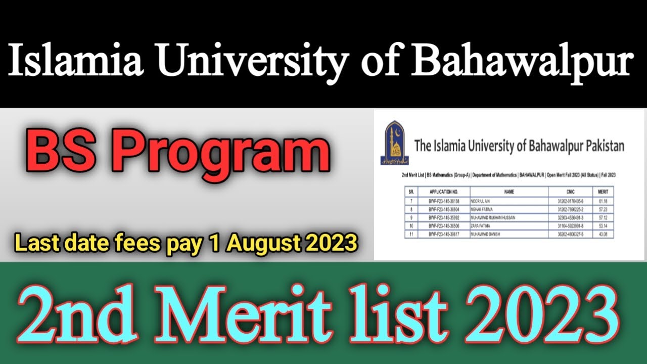 iub 2nd Merit list  2023 | IUB | 2nd merit list iub | IUB 2nd merit list fall 2023 | Merit list iub